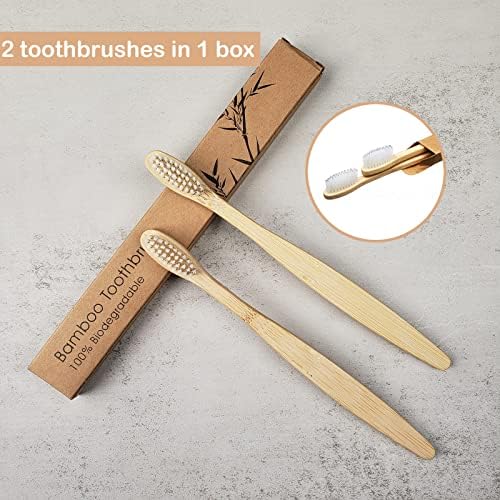 SEVENHEAD Bamboo Toothbrushes for Adults & Kids - Family Set 6+4 PCS, Soft Bristles, Natural Biodegradable BPA Free Eco-Friendly Wooden Toothbrush, White - Image 2