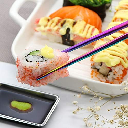 Travel Utensils Set with Case Reusable Portable Cutlery Set Stainless Steel 8pcs Including Dinner Knife Fork Spoon Chopsticks Straws(Rainbow) - Image 5