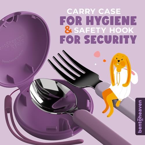 Bentoheaven Kids Utensils Set with Case, Reusable Fork & Spoon, Horse - Image 3
