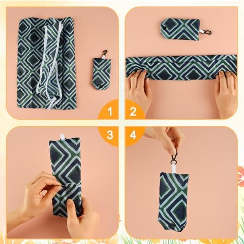 MIAHART Reusable Grocery Bags - Foldable, Cute Tote Bags - Waterproof Nylon - Image 6