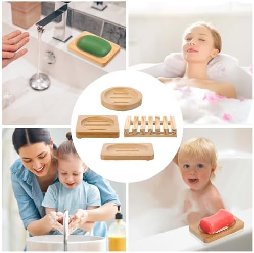 12 Pcs Bamboo Soap Dishes, Natural Wooden Soap Holders, Self-Draining Trays - Image 7