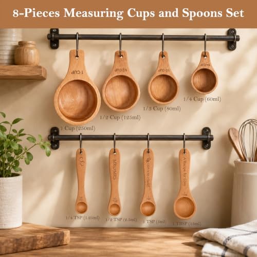 Wedding Gifts for Couple, Mr ＆ Mrs Wooden Measuring Cups and Spoons Set, Engagement Gift for Newly Engaged, Bridal Shower and Bachelorette Gifts for Bride, Kitchen Gadgets for Cooking & Baking - Image 5