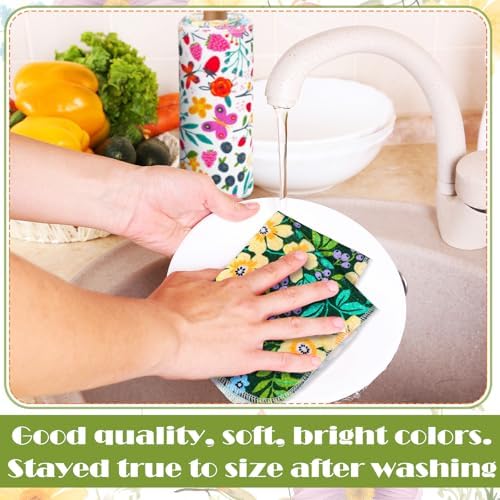 Redbaker 18 Pcs 18 Pcs Reusable Paper Towel for Kitchen,Flower Pattern - Image 6