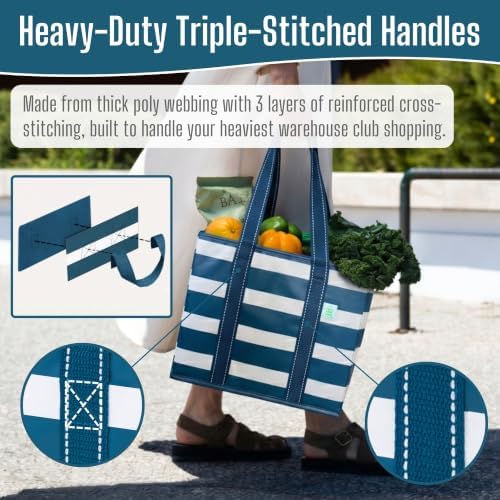 VENO 3 Pack Reusable Grocery Shopping Bags Utility Tote w/Sturdy Handles - Image 3