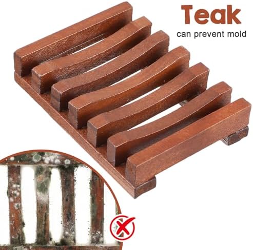 Wood Soap Holder for Shower Teak Soap Dish Teak Wood By HTB Soaps Tray for Shower Kitchen Sink Sink Bathroom Bathtub Extend Soaps Life and Keep Dry - Image 3