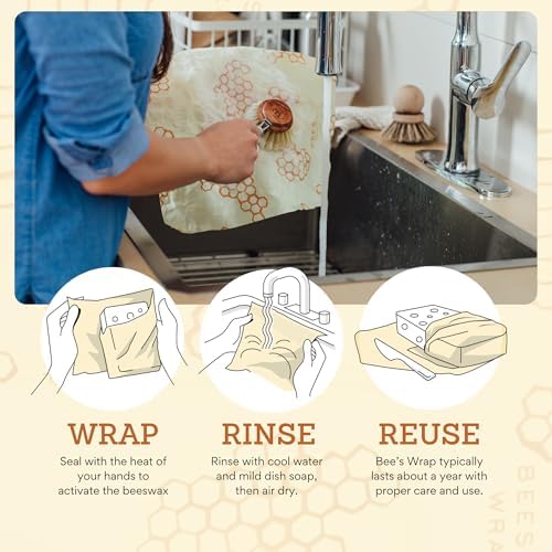Bee's Wrap Beeswax Food Wraps, 5 Pack Assorted - Meadow Magic & Honeycomb - Image 4
