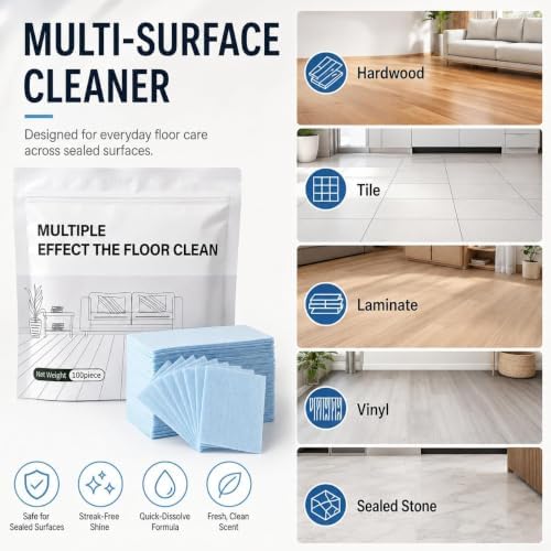 100 pcs 2026 New Multi-effect Floor Clean Tablets, Multi-effect Floor Cleaning Sheets with Fresh Scent, Suitable for Tile, Wood, Laminate, Kitchen, And Bathroom Care Use - Image 4