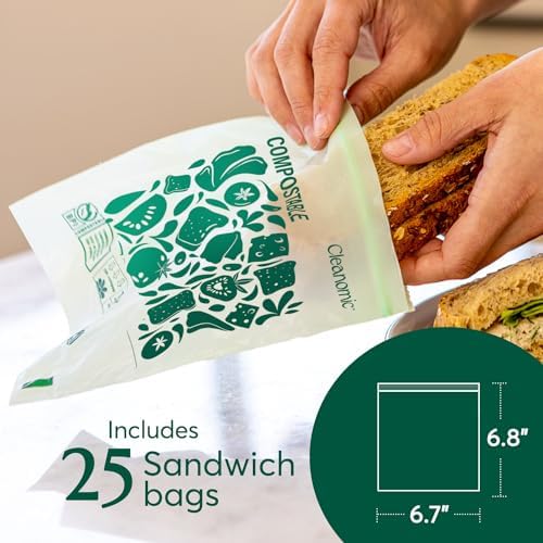 Cleanomic Compostable Zip Sandwich Bags - Leak Resistant, Gallon, Quart, Sandwich, Snack - 125 Count - Image 5