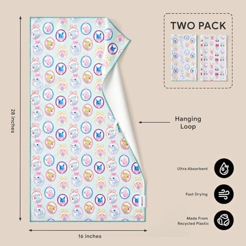 RECYCO Waffle Kitchen Towel Set of 2 - Quick Dry Microfiber Sustainable Dish Towels - Ultra Absorbent Reusable Cleaning Tea Towels - Lightweight Hand Towels,16”x 28”, Puppy Joy - Image 2