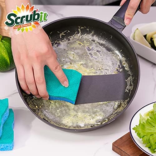 SCRUBIT Multi-Use Scrub Sponge – Non-Scratch Kitchen Sponges for Dishes, Pots & Pans - Heavy Duty & Odor-Free Rippled Scrubbing Pad, Designed for Tough Cleaning Jobs, 6 Count - Image 5