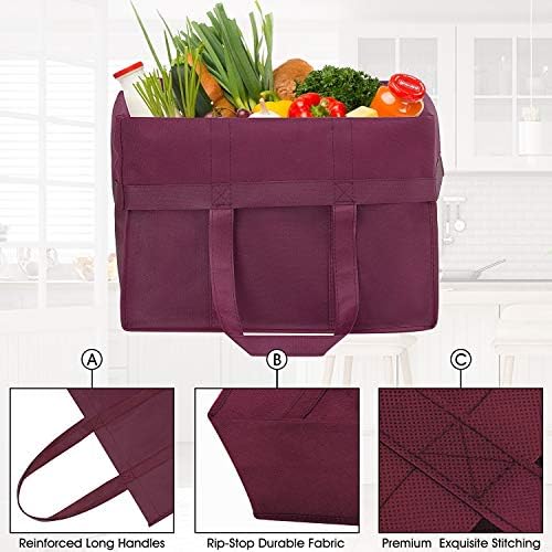 12 Pack Reusable Grocery Shopping Bags Large Foldable Tote Bags Bulk - Image 5