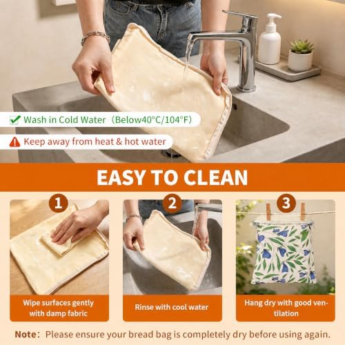 2 Pack Beeswax Bread Bags for Sourdough & Homemade, L-Zip & Buckle - Image 7