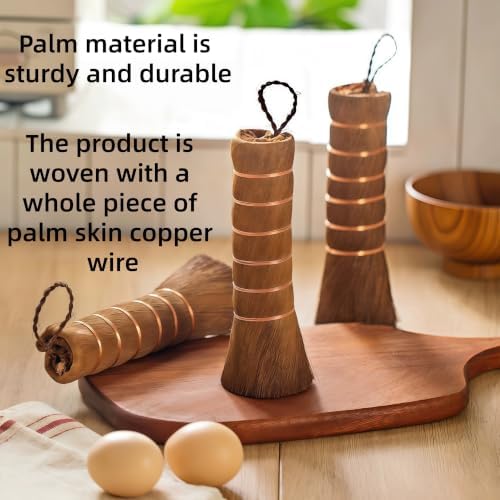 Palm Fiber Pot Brush, Natural Coconut Dish Brush, Hand Woven Palm Cleaning Brush, Non Scratch Nonstick Pan Cleaning Brush, Eco Friendly Plastic Free Kitchen Scrubber for Cookware Wok Plates - Image 4