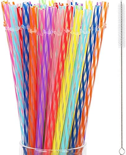 Jovitec 50 Pcs 11 Inch Reusable Plastic Straws with Brush, 10 Colors by Jovitec