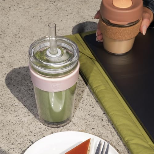 KeepCup Cold Cup - Longplay Double wall Glass Ice Coffee Tumbler with Lid and Straw - 16oz (454ml) - Chalk - Image 6