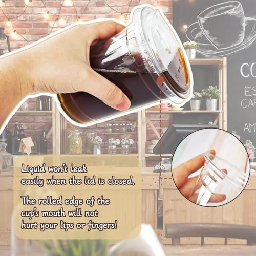 Qinsihwn 16 Oz Plastic Clear Cups with Strawless-Sip-Lids,25 Sets Plastic Cups with Sip Through Lids,Disposable Iced Coffee Cups for Milkshake,Smoothie,Cold Drinks - Image 5