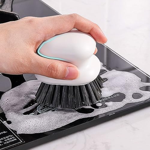 2Pack Dish Scrub Brush, Palm Brush Dish Scrubber with Ergonomic Grip, Kitchen Scrub Brushes for Cleaning for Pans, Pots, Kitchen Sink Cleaning-Black+White - Image 2