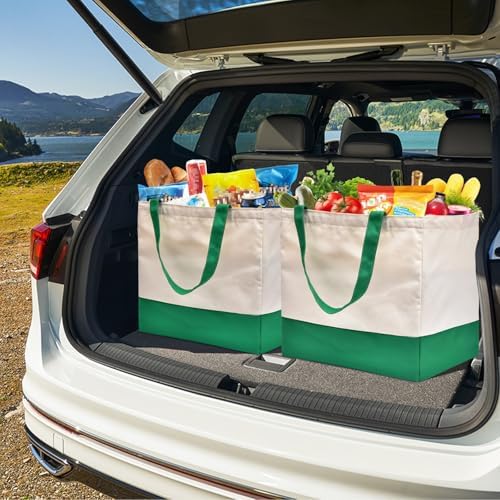Reusable Grocery Bags Heavy Duty, 8.3 gal Foldable Large Canvas Tote Bag with Handles, Holds 60 lbs Canvas Shopping Bags - Image 3