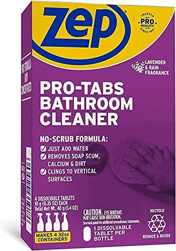 Zep PRO-TABS Bathroom Cleaner Dissolvable Tablets - 4 Tablets Per Box - Just Add Water! Environmentally Friendly, Purple (ZUBCTAB) by Zep