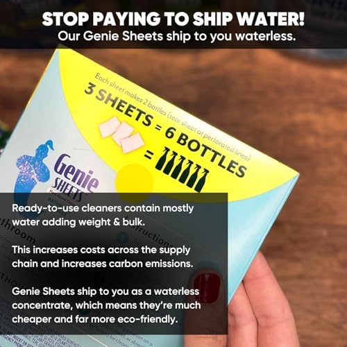 Genie Sheets Bathroom Cleaner | Concentrate Makes 6 24oz Refills | Professional-Strength | Just Add Water | Sustainable Eco-Friendly Plant-Based Solution | 6 Sheets - Image 4