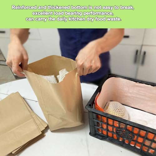 Kitchen Food Waste Bags, Compostable Paper Garbage Bag, Recycling Paper Trash Bag for Dry Rubbish, Plastic Free (50 Count (Pack of 1)) - Image 2
