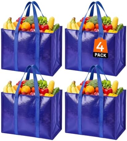 Reusable Grocery Bags, Waterproof & Foldable Shopping Bags Stand Upright by WiseLife