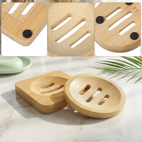 2 Pcs Wooden Soaps Saver for Shower Natural Bamboo Soap Dish - Image 7