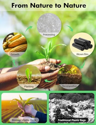 Compost Bags 13 Gallon, 50 Count Biodegradable Compostable Tall Kitchen Can Liners, Thick Unscented Tear & Leak Proof Plant-Based Garbage Bags for Food Waste, Bathroom & Garden, white - Image 2
