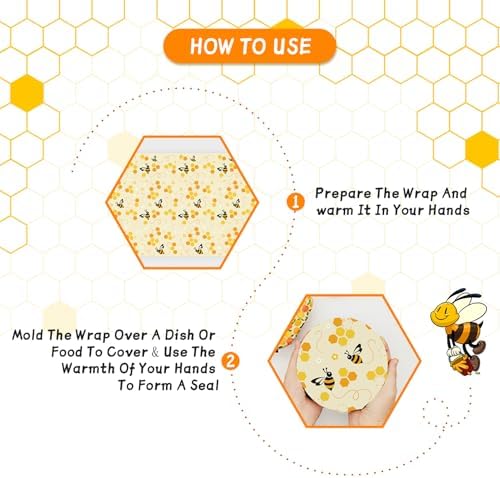 Beeswax Wraps for Food Roll(13x39inch), Organic Beeswax Wrap Beeswax Food Wraps Reusable Food Wrap Sustainable Beeswax Paper Beeswax Sandwich Wrap Beeswax Storage Cloth (Bees) - Image 3