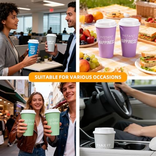 Plastic Reusable Coffee Cups with Lids, 4 Pack - Image 6