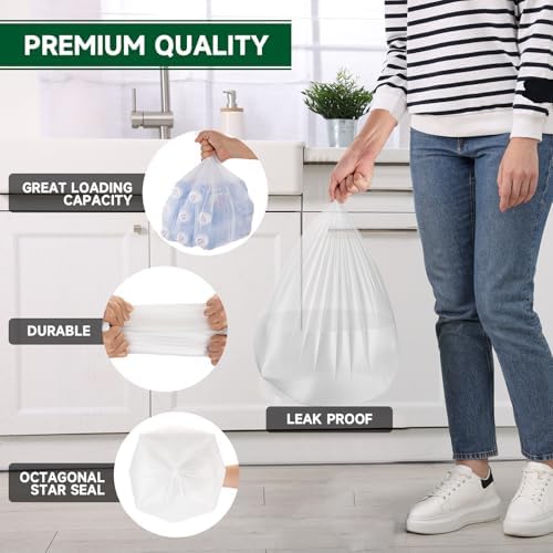 Biodegradable Small Trash Bags 4 Gallon, 105 Count Unscented Small Garbage Bags, Easy Tearing Bathroom trash bags for Bathroom Bedroom Office Kitchen, White - Image 4