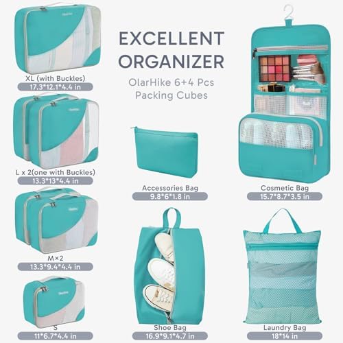 OlarHike 10 Set Packing Cubes for Travel,Gifts for Women Mom,Anti-Tearing Suitcase Organizer,with Over 1000 pcs Mesh Holes,Vacation Essentials & Accessories for Cruise Ship - Image 2