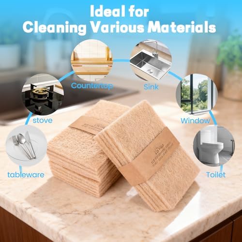 Natural Scouring Pads 15 Pack- Dish Scrubber Non-Scratch Sisal Cleaning Scrub Pads, Eco-Friendly Glass Coconut Fiber Kitchen Scrubbers for Pans and Pots, Compostable, Biodegradable (15 Pack) - Image 5