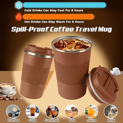 Vacuum Insulated Stainless Steel Travel Coffee Mug,Leak Proof Cup with Lid - Image 2