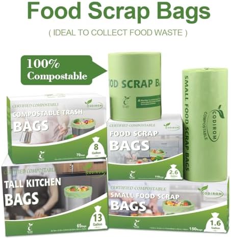100% Compostable Trash Bags, 8 Gallon, 30 Liter, 0.85 Mils, 70 Count Large Kitchen Food Scrap Compost Bags for Kitchen Step Trash Cans with Europe EN13432 Certified - Image 7
