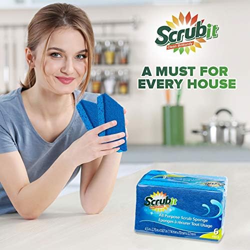 SCRUBIT Kitchen Scrub Sponges - Non-Scratch Dishwashing Sponge for Cleaning Dishes, pots and Pans - 12 Pack (Blue) - Image 7