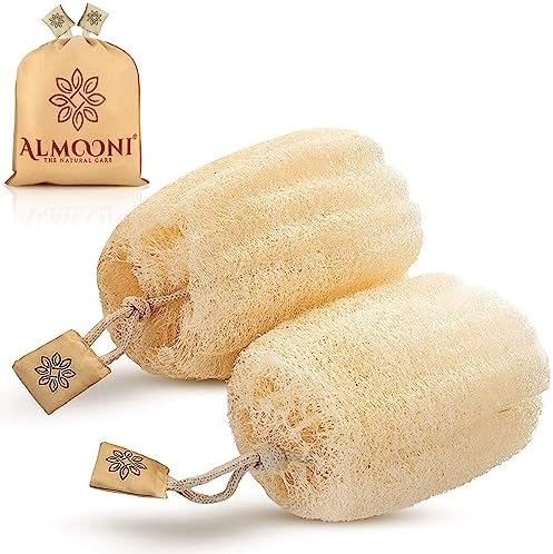 ALMOONI Natural Loofah Body Scrubber, Egyptian Loofah Sponge, 2 Count by Almooni