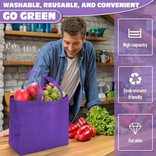 Windyun Reusable Grocery Bags Non Woven with Handles - Image 4