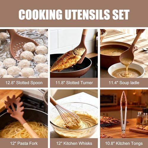 RAXCO Utensil Sets,18-Piece Silicone Cooking Utensils and Knife Set,Mousse - Image 6