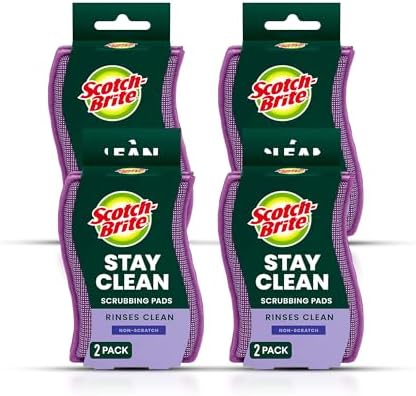 Scotch-Brite Dobie Stay Clean Scrubbers, Non-Scratch Dual-Sided Dish Sponges with Absorbent Cloth Side, Odor Resistant Scrubbing Pads for Dishes and Household Cleaning, 8-Pack by 3MIndustrial