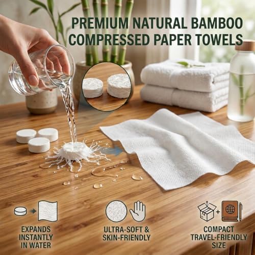 MORGIANA 100 Pack Bamboo Compressed Towels Personal Cleansing Wipes - Image 4