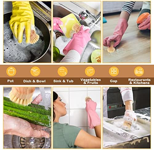 Nuenen 12 Packs Bamboo Dish Scrub Brush Set Sisal Kitchen - Image 4