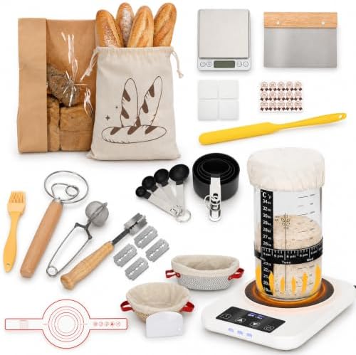 Sourdough Starter Kit with Warmer,Jar,Scale,Gift for Bakers Beiginner Women by Yendseskitchen