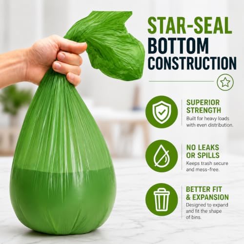 Tall Kitchen Trash Bags 13 Gallon (120 Bags) Medium Green Garbage Bag 55 Liter Can Liners Portable Camping Toilet Bags (120 count) - Image 2
