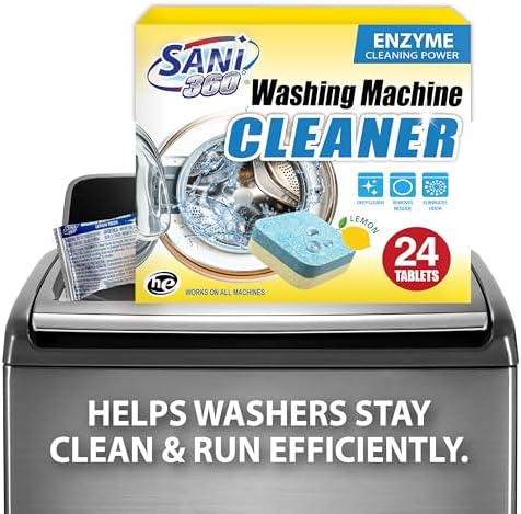 SANI 360° Washing Machine Cleaning tablets, 24 pack is Formulated with Enzyme, Deep Cleans and Deodorizes Front and Top Loading Washers use up to 2-year supply Lemon Scent - Image 7