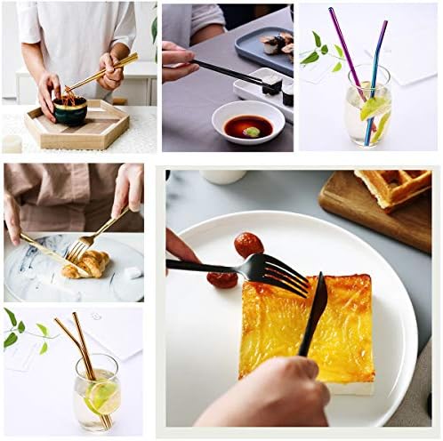 Travel Utensils Set with Case Reusable Stainless Steel Silverware Flatware Set 9 Pcs Portable Cutlery Eating Utensils Set for Lunch Boxes Workplace Camping School, Dishwasher Safe (Multi) - Image 7