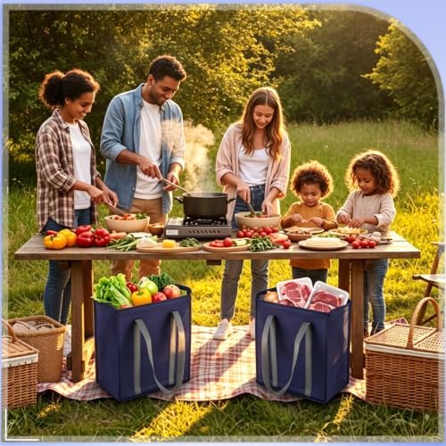 10 Pack 10 Pack Large Insulated Grocery Bag Zippered, Dark Blue - Image 5