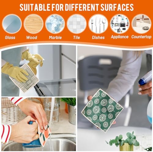 Lucomb 10 Pack Swedish Dishcloths with Hanging Clips, Reusable Swedish Dish Towels Biodegradable Cellulose Cleaning Cloths Washable Dish Wipes for Kitchen Home Office(Quick Drying & Super Absorb) - Image 6
