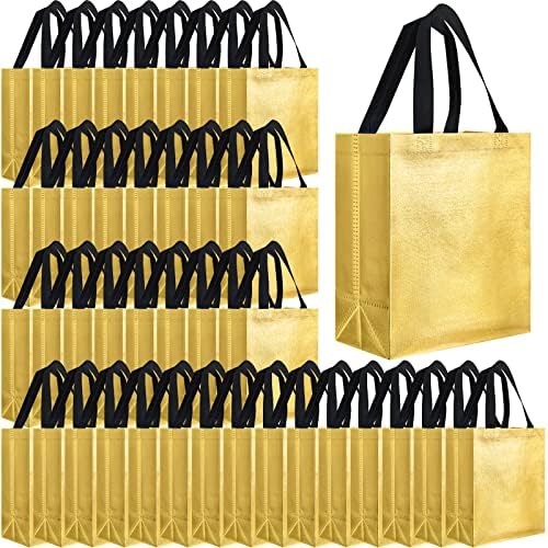 Eccliy 80 Pcs Reusable Gift Bags, Medium, Gold with Black Handles by Eccliy