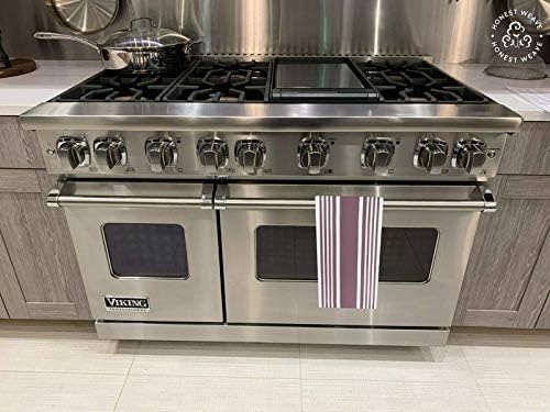 HONEST WEAVE GOTS Certified Organic Cotton Kitchen Hand and Dish Towel Sets - Oversized 20x30 inches, Fully Hemmed, in Designer Colors, 6-Pack, Plum Stripe - Image 5